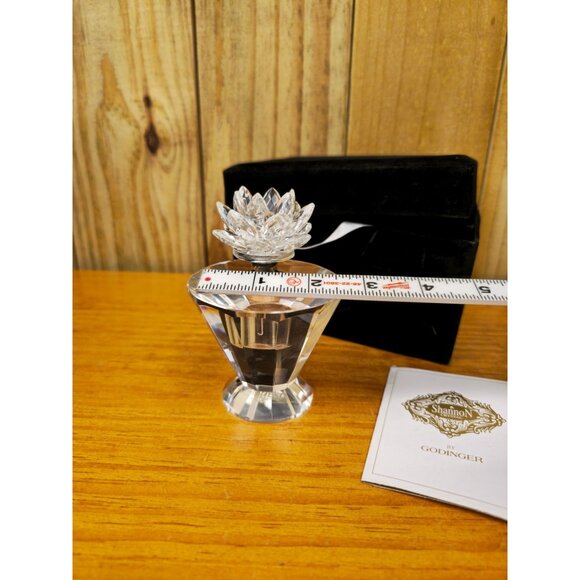 Crystal Perfume Bottle With Lotus Stopper By Shannon Crystal Godinger In Black V - Picture 8 of 16